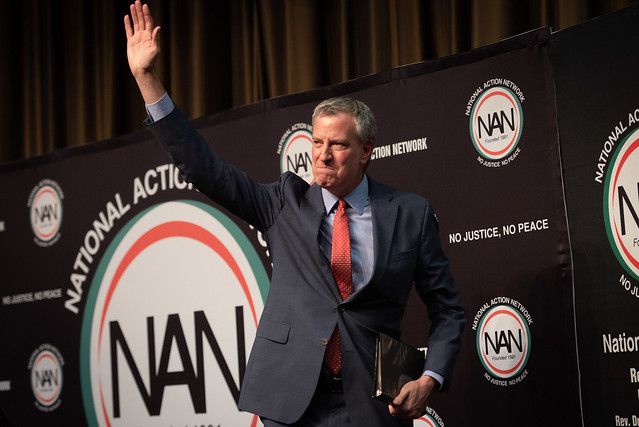 Mayor Bill de Blasio delivers remarks at Rev. Al Sharpton's Nation Action Network 2019 Convention at the Sheraton New York Times Square Hotel in Manhattan on Wednesday, April 3, 2019